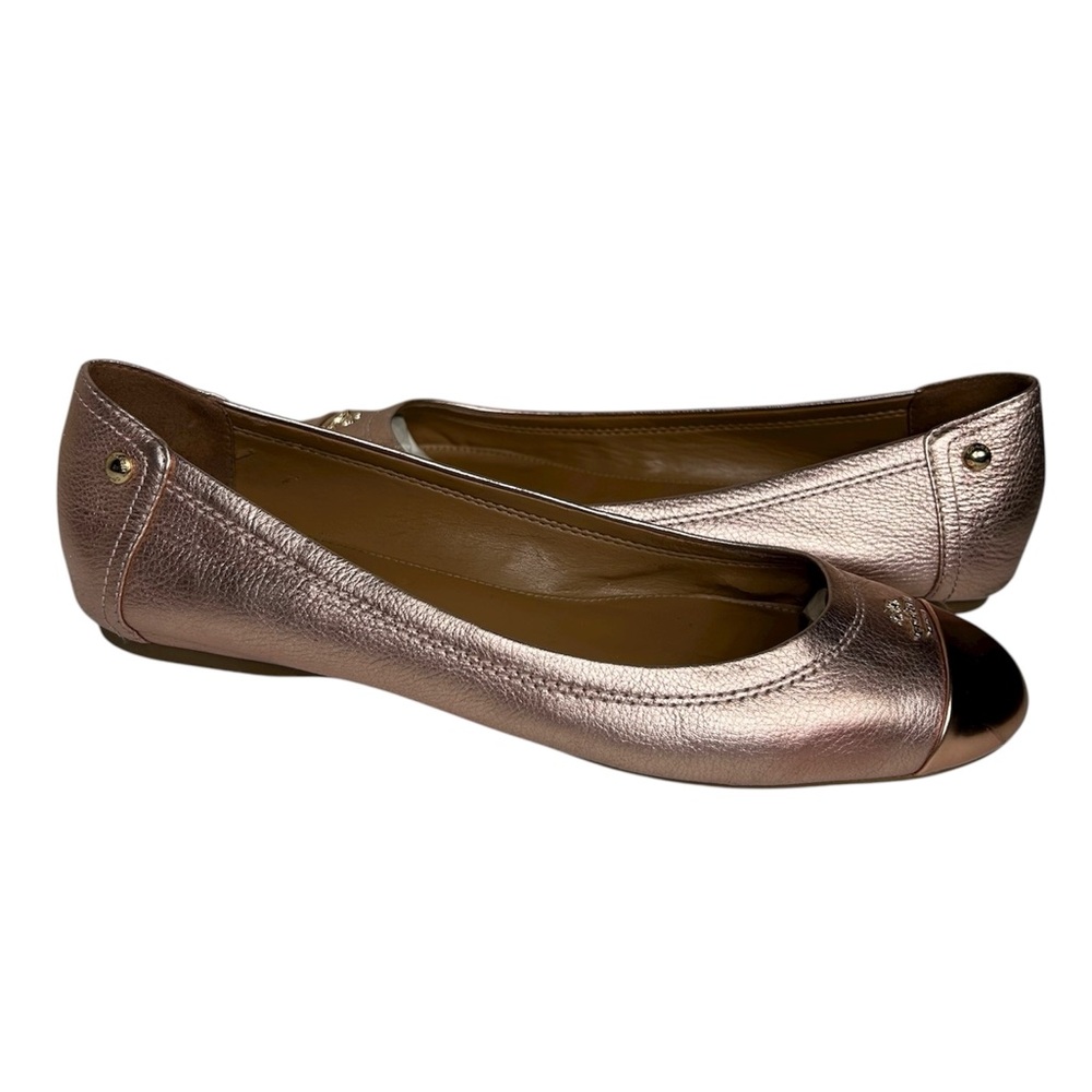 Coach Chelsea Rose Gold Metallic Tumbled Mirror Leather Ballet Flats Shoes 9.5B